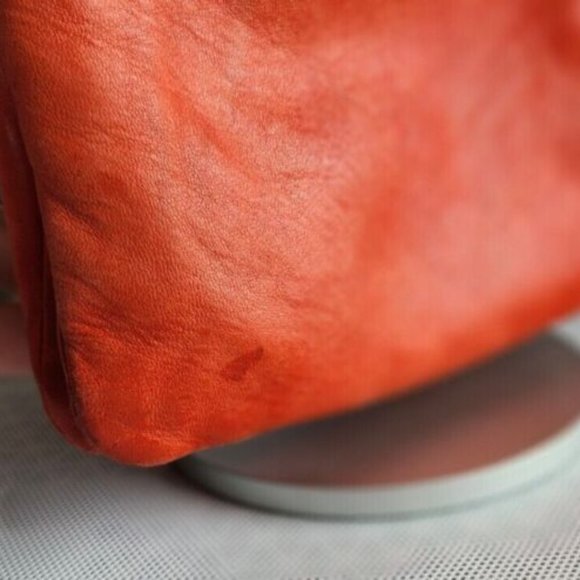 Chanel Framed Clutch with Chain Ruched Red Lambskin Polished Ruthenium Hardware. - Picture 6 of 7